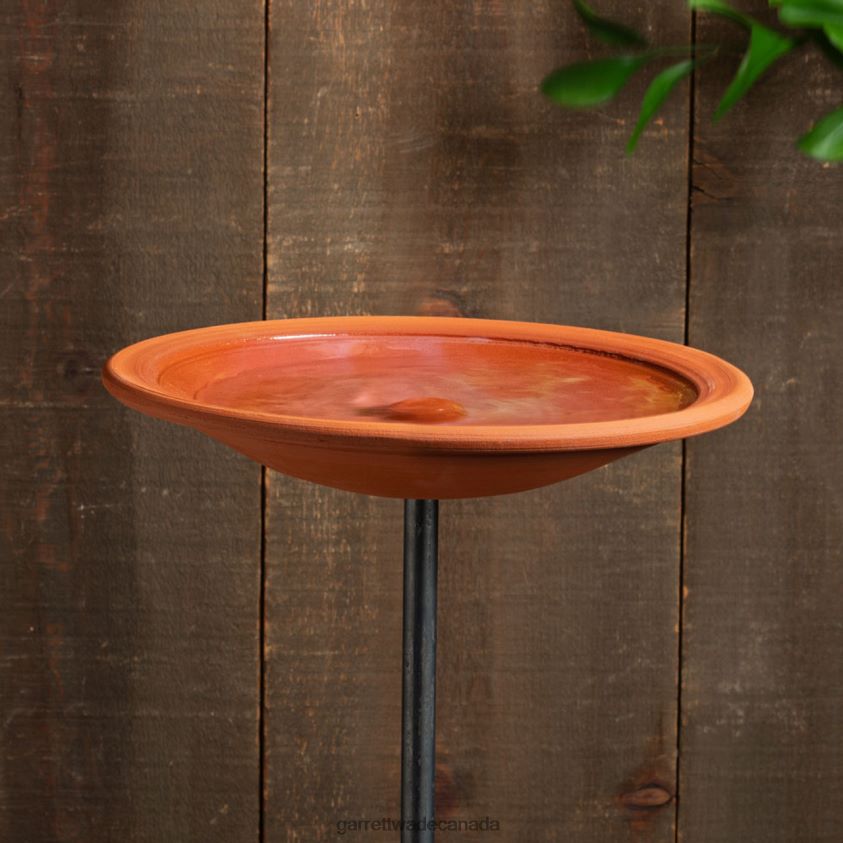 Garrett Wade Terracotta Birdbath On Metal Pole 8628N2184 Garden