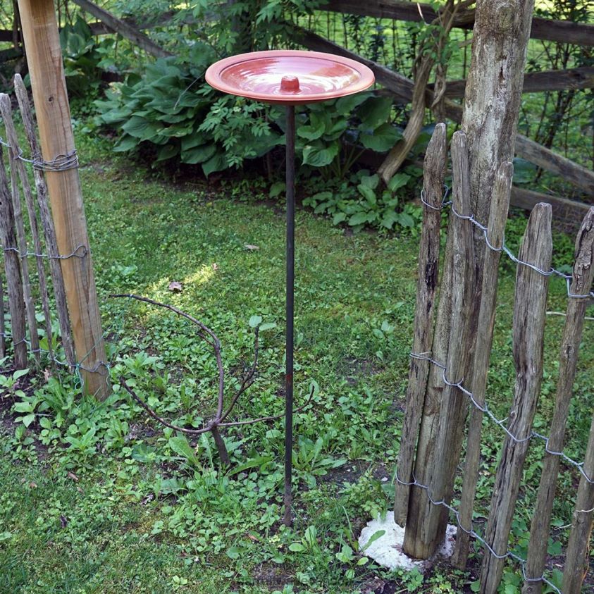 Garrett Wade Terracotta Birdbath On Metal Pole 8628N2184 Garden