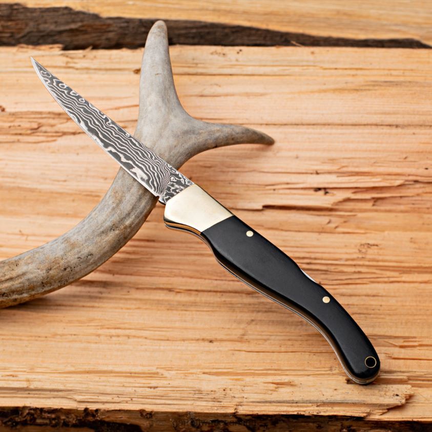 Garrett Wade Damascus Steel & Ebony Handled Folding Knife 8628N2316 Outdoor