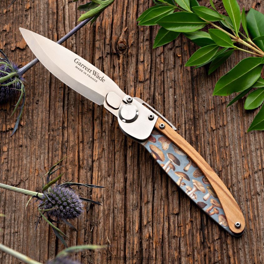 Garrett Wade K2 Mushroom Design Folding Knife and Leather Pouch 8628N2400 Outdoor