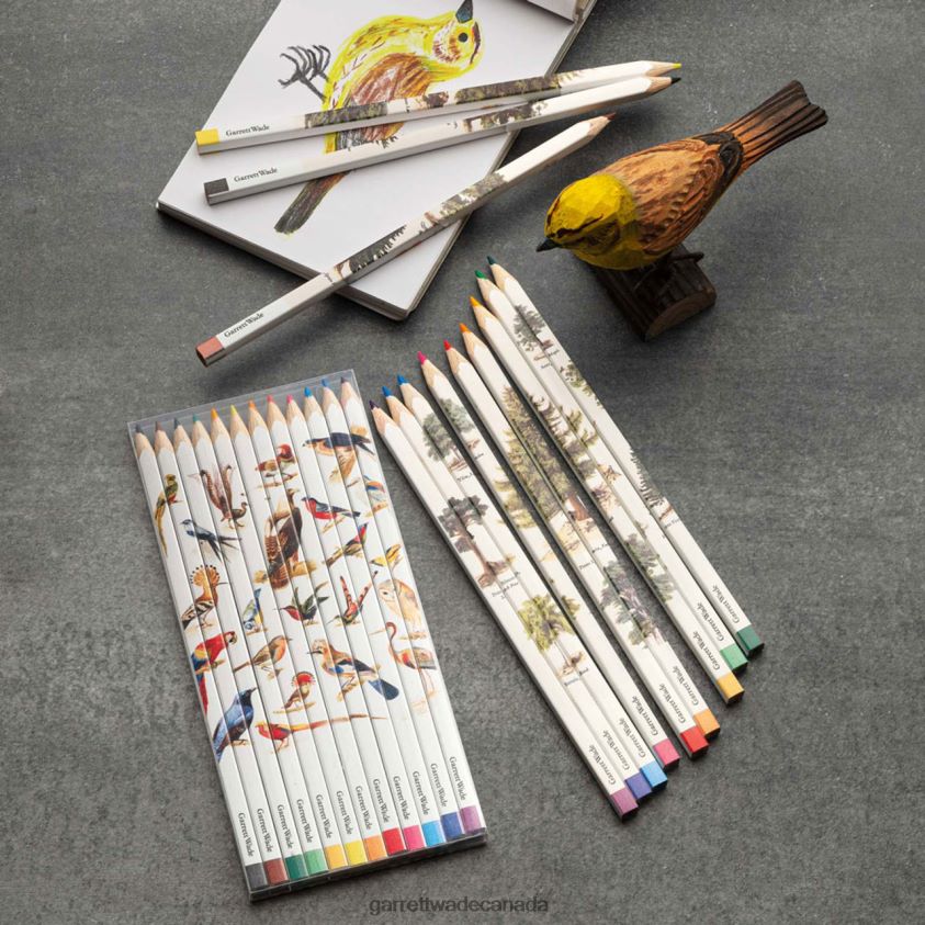 Garrett Wade Set Of 12 Birds & Trees -Themed Color Artist Pencils 8628N2596 Workshop